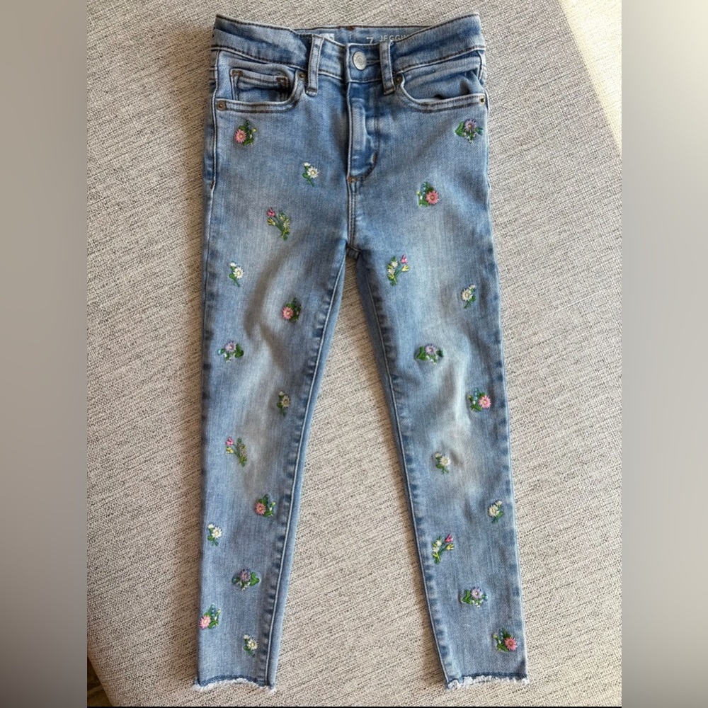 GAP Blue Floral Embroidered Skinny Jeans